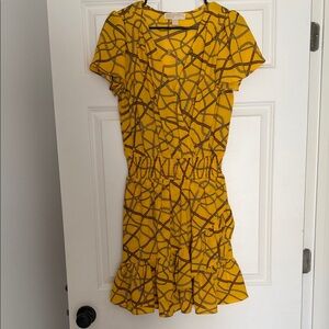 MICHAEL Michael Kors Yellow Patterned Midi Dress